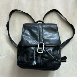 Nine West Retro Mini Leather Top Flap Draw String Backpack